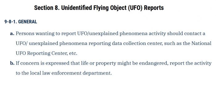 FAA Guidelines on Reporting UFO Sightings